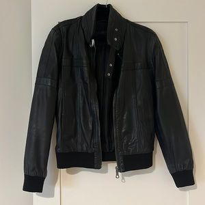 Zara Man black leather jacket
